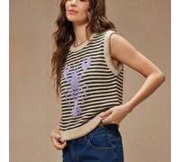 Débardeur pull d'été col rond multi-points de couture avec motif homard intarsia, vacances de printemps L,M,S,XL,XSGéométrique,RayéTricots
