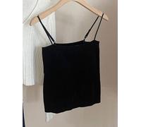 Débardeur Rayé pour femme avec Coussinet Poitrine Été Débardeur(Black One Size)