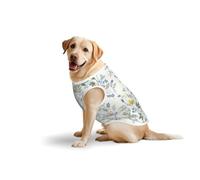 Débardeur respirant sans manches avec motif floral bleu imprimé rose pour grands animaux de compagnie T-shirt confortable et léger