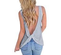 DéBardeur Sans Manche Femme - Femmes épaule froide haut croix noeud dos nu t-shirt débardeur Sexy décontracté ample dos nu t-shirt Camis Shirt Homme M