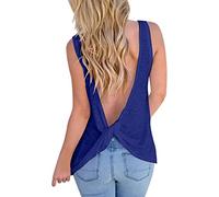 DéBardeur Sans Manche Femme - Femmes épaule froide haut croix noeud dos nu t-shirt débardeur Sexy décontracté ample dos nu t-shirt Camis Shirt Homme M