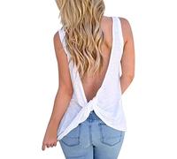 DéBardeur Sans Manche Femme - Femmes épaule froide haut croix noeud dos nu t-shirt débardeur Sexy décontracté ample dos nu t-shirt Camis Shirt Homme M
