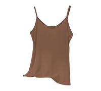 Débardeur sans manches à bretelles spaghetti pour femme - Décontracté - Dos nu - Confortable - Uni, marron, 3XL
