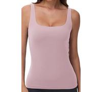 Débardeur sans manches à col carré pour femme - Double doublure - Collection Summer Sharp, Lotus Root Color 89, S