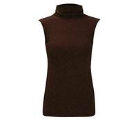 Débardeur sans manches à col roulé pour femme Uni, marron, 48-50