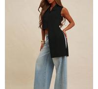 Débardeur sans manches avec détail de drapé, fluide, modeste, décontracté chic, basique de tous les jours, plissé, église, mignon, basique, élégant, automne hiver, convenant pour le travail pour les f