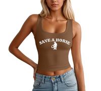 Débardeur sans manches avec imprimé lettres pour femme, t-shirt d'été décontracté pour le quotidien avec coupe confortable et design élégant T-shirt de sport pour femme à manches courtes, café, XL