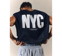 Débardeur sans manches coupe boxy imprimé NYC avec col rond et tissu en maille pour un port décontracté en été L,M,S,XL,XSLettresTissu tricoté
