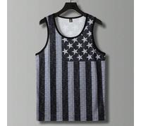 Débardeur sans manches décontracté col rond imprimé drapeau américain graphique coloré pour hommes, pour sortir, mari, vacances L,M,S,XL,XS,XXLÉtoffe