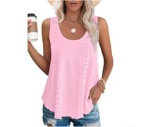 Débardeur sans manches en élasthanne pour femme - Col rond - Coupe ample - Style urbain décontracté - Pour un usage quotidien - Blanc, noir, jaune, rose, vert foncé, bordeaux (L rose)