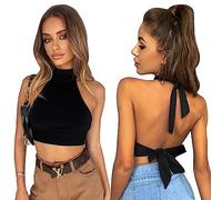 Débardeur sans Manches Femme Chemisier Col Rond Blouse Slim Fit T-Shirts Dos Nu Sexy Haut Chic Tops Été Crop Top Couleur Unie