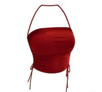 Débardeur sans manches pour femme avec tissu légèrement extensible et col suspendu pour une utilisation flexible toute la journée (M rouge)