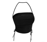 Débardeur sans manches pour femme avec tissu légèrement extensible et col suspendu pour une utilisation flexible toute la journée (S Noir)