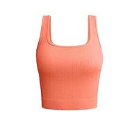 Débardeur sans manches pour femme - Coupe moulante - Col en U - Côtelé - Basique - Crop Tops - Débardeur en tricot côtelé - Débardeur d'été - Haut court en tricot, rouge, M