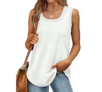 Débardeur sans manches pour femme - Débardeur d'été sexy en coton - Coupe ample - T-shirt de sport - Couleur unie - Haut basique - Mode d'été (disponible en grande taille), #03 blanc., XXXL