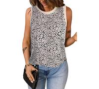 Débardeur sans Manches pour Femme Leopard Sexy d'été Tank Vest Basic Slim Fit Coupe Ajustée Col Rond Extensible Top Classics sans Manche Clubwear T-Shirt Coupe Cintrée BS