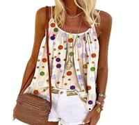 Débardeur sans manches pour femme - Motif à pois - Tendance et élégant - Costume de diable, beige, XXL