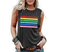 Débardeur sans manches pour femme Motif drapeau arc-en-ciel Gay Pride, Gris 3, M