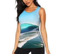Débardeur sans manches pour femme Motif vague de ciel clair, noir, XX-Large