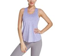 Débardeur sans manches pour femme pour l'été, tenue décontractée, débardeur d'entraînement pour femme, t-shirt de yoga, course à pied, gym, sport, haut dos nu en coton, violet, M