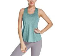 Débardeur sans manches pour femme pour l'été, tenue décontractée, débardeur d'entraînement pour femme, t-shirt de yoga, course à pied, gym, sport, haut dos nu en coton, Vert, M