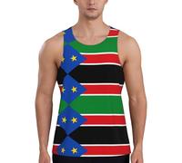 Débardeur sans manches pour homme Motif drapeau du Soudan du Sud Séchage rapide Respirant, Noir , L Grande taille