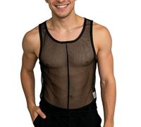 Débardeur sans manches pour homme - Transparent - En maille - Pour spectacles de scène et performances sportives
