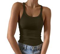 Debardeur Sexy Femme Col U Gilet sans Manche Moulant Débardeurs Ete Chic Et élégant Slim Fit Camisole Grande Taille Tendance Casual Classique De Soirée Fête Plage Vacances Caraco