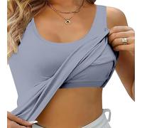DéBardeur Soutien Gorge Intégré Femme- Tank Top Col Rond-Gilet sans Manches Grande Taille Casual Couleur Unie Debardeur Pas Cher pour Jogging Musculation Vest Fitness Gym Quotidien