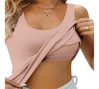 Débardeur Sport avec Brassière Intégrée Femme été Haut sans Manches Ample Grande Taille Chemisier Femme Chic Et élégant Pas Cher Confortable Casual Yoga Dos Nageur Gilet (Kaki, L)