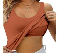 Débardeur Sport avec Brassière Intégrée Femme été Haut sans Manches Ample Grande Taille Chemisier Femme Chic Et élégant Pas Cher Confortable Casual Yoga Dos Nageur Gilet (Marron, S)