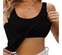 Débardeur Sport avec Brassière Intégrée Femme été Haut sans Manches Ample Grande Taille Chemisier Femme Chic Et élégant Pas Cher Confortable Casual Yoga Dos Nageur Gilet (Noir, S)
