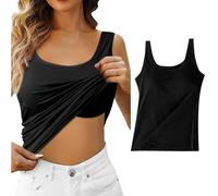 débardeur sport avec brassière intégrée femme, sous-vêtements habillés avec soutien-gorge intégré, débardeur polyvalent avec soutien-gorge étagère, gilet 2 en 1 respirant Tank Top (Black, S)