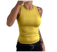 DéBardeur Sport Femme Col Rond- Gilet sans Manche Sexy Couleur Unie Slim Dos Nageur Ete Top DéContracté Mode Haut Extensible Crop De Plage Chic Comfortable Caraco Plage Going Out