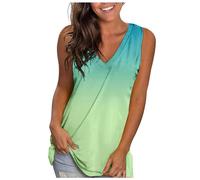 Debardeur Sport Femme Dégradé- Gilet sans Manche Col V-Débardeurs Ete Grande Taille Chic Et élégant Tank Top Casual Ample Léger Pas Cher pour L'Extérieur Le Quotidien Les Rendez Vous