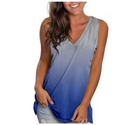Debardeur Sport Femme Dégradé, Gilet sans Manche Femme Col V Débardeurs Ete Grande Taille Chic Et élégant Tank Top DéContracté Ample Léger Confortable pour L'Extérieur Le Quotidien Les Rendez Vous