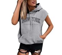 Debardeur Sport Femme Sweat-Shirt Capuche, Debardeurs-Etes Coupe Ample Top Base Léger Confortable Mode Décontracté Gilet sans Manches Ete Respirant pour Sport Fitness Plage Vacances