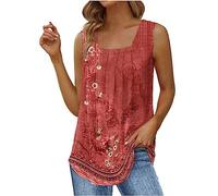 Debardeur Sport Femme Top Caraco Chic Et ÉLéGant Col Carré Chemise Fluide Ample sans Manche Haut Sexy LâChe Respirant Chemise Doux Camisole Mode Casual Tank Tops ÉTé Amples De Base Shirts Tunique