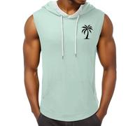 Debardeur Sport Homme à Capuche, T Shirt sans Manche Imprimé Cocotier avec Cordon De Serrage DéBardeurs Grande Taille Ample Casual Respirant Tendance pour Hommes Plage Voyage Vacances Haut