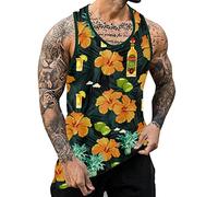 Debardeur Sport Homme Fitness - Impression Confortable en Impression Numérique 3D Débardeur Décontracté pour en Vrac (Yellow M)