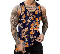 Debardeur Sport Homme - Impression Confortable en Impression Numérique 3D Débardeur Décontracté pour en Vrac (Orange M)