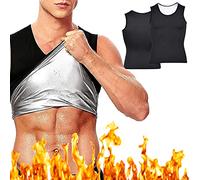 Debardeur Sudation Homme, Vêtements de sudation, Gilet de Minceur Fitness T-Shirt Effet Sauna Sport Body Shaper, pour Entraînement Mise Forme, Cardio (Noir XXL/3XL)