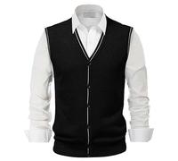 Débardeur T-shirt Homme - Pull d'hiver avec boucle unique, gilet, col en V, couleur pure, chemise en laine sans col, type de corps combiné, gilet sans, gilet pull homme &, Noir , L