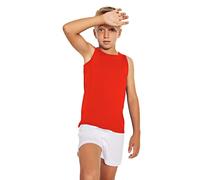 Débardeur technique respirant pour enfants - T-shirt de sport sans manches, emmanchures, confortable et doux, rouge, 10 años