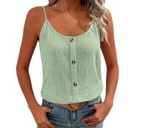 Débardeur Texturé Bretelles Fines Col Rond(Light Green, XXL)
