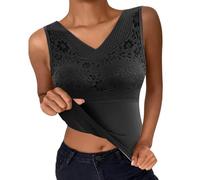 Débardeur Thermique pour Femme Maillot de Corps Polaire sans Manches Camisole Doublure Chaude sous-vêtements Couche de Base Hauts Débardeurs Thermiques sans Manches en Polaire Camisole (Black, 42)