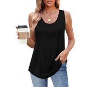 Débardeur uni pour femme - Décontracté - Sans manches - Col rond - Y2K - Débardeur tendance - Haut à bretelles larges - T-shirt Valueweight - Vêtement d'été extensible, 01 Noir, 3XL