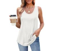 Débardeur uni pour femme - Décontracté - Sans manches - Col rond - Y2K - Débardeur tendance - Haut à bretelles larges - T-shirt Valueweight - Vêtement d'été extensible, Blanc 01, XL