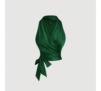 Débardeur vintage vert foncé sans manches à dos croisé et nœud, idéal pour un dîner d'été élégant ou une sortie entre amis. L,M,S,XL,XS,XXL,XXS,XXXL,XXXXLTissu tissé
