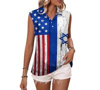 Débardeurs de Golf sans Manches pour Femmes, avec Les Drapeaux d'Israël et des États-Unis, col en V, Style Tennis, Hauts de Sport